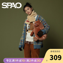 SPAO our naked bear joint couple cardigan sweater spring new Korean version of the tide SPCK94VD25p
