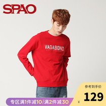 SPAO sweater mens spring and summer new pullover long-sleeved round neck letter casual top mens sweater SPMW922H01
