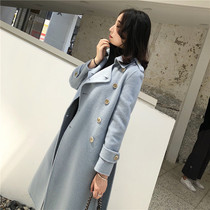 2018 autumn and winter new Korean version Herbena wind cashmere big coat Albaca wool wool in the middle of a long jacket woman