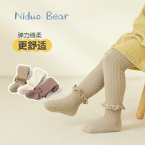 Nido Bear 2022 girl girls pantyhose spring autumn baby pants socks childrens bottom pants baby long drum beat bottom socks pure cotton