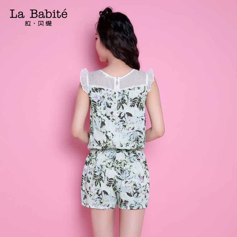 La Babite拉夏贝尔 拉贝缇2015夏新品 碎花连体短裤60003091