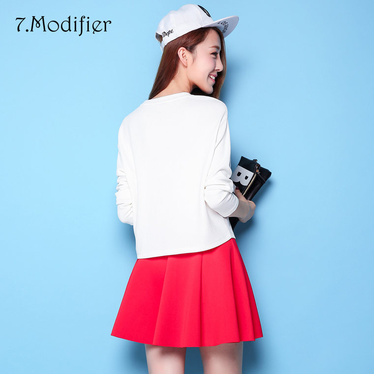 莫丽菲尔2015秋新款 创意印花拼接假两件长袖套装 女 70004186