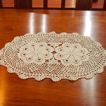 I love my home handmade crocheted American country lace hollow tea plate mat table mat decorative pad Oval