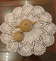 I love my home pure handmade crochet hook flower cotton lace hollow woven round table cloth cup cushion boutique