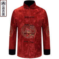 Middle-aged and elderly people Tang suit mens coat tunic suit father grandfather birthday old man birthday dress Chinese style