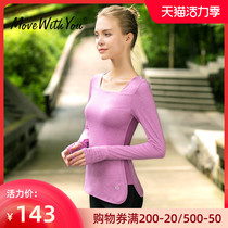 Yoga sports t-shirt womens autumn long-sleeved tight top with chest pad Plus size slim gym yoga suit top