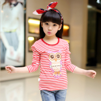 Girls T-shirt long-sleeved spring 2021 new baby childrens top pure cotton spring and autumn foreign style large childrens base shirt