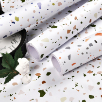 Wall Paper Self-adhesive Nordic Feng Shui Grindstone Textured Waterproof Wallpaper Orange Blue Green Ins Wind Background Wall Stickers