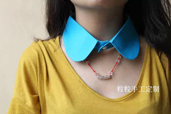 Украшение на воротник 【粒粒定制】比得领 小圆领 复古假领子 黑色白色格子波点假领子