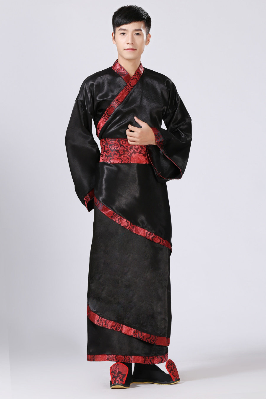 新款古装服装男汉服男士曲裾臣子官服汉朝大臣书生汉服直裾深衣