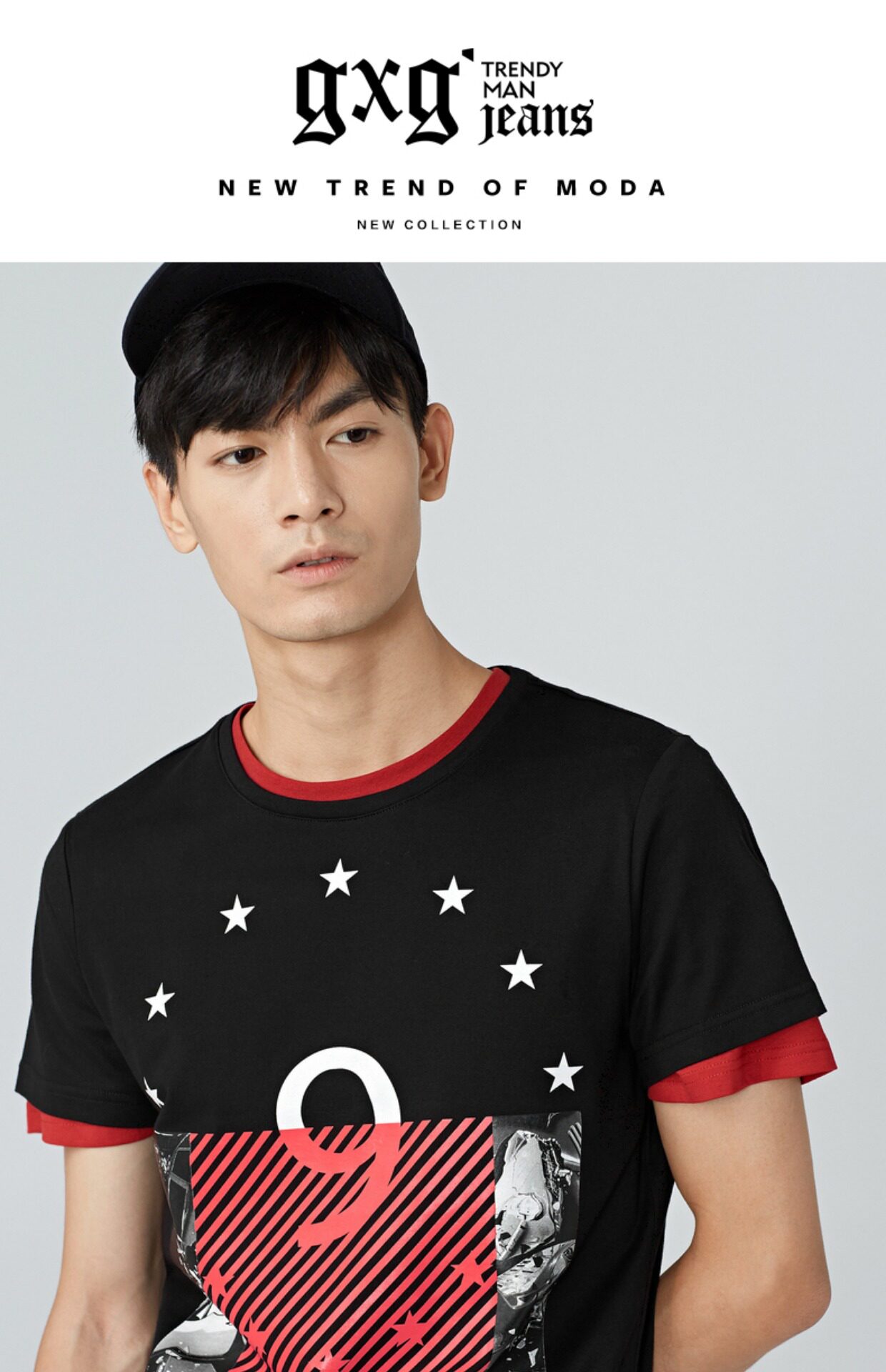 jeans男装冬季黑色圆领青年打底纯棉印花短袖针织t恤646