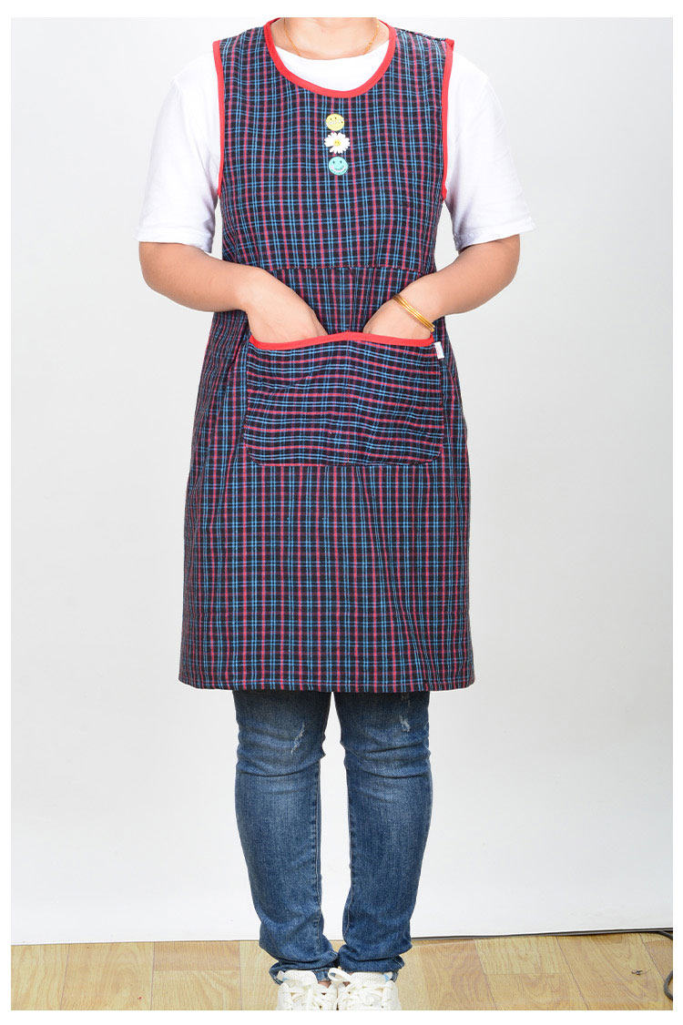 老粗布加长加厚纯棉长袖围裙拉链兜成人罩衣时尚工作服棉布反穿衣