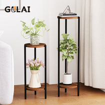 Gelilai creative Nordic wrought iron flower rack storage Balcony living room indoor floor-to-ceiling round multi-layer flower pot green dill