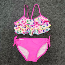 New girls split swimsuit Girls cute hair ball edge 2-7 children baby princess quick-drying childrens swimsuit