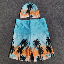 Kids Swim Trunks Boys Five-Point Angle Swim Trunks Swim Cap Set Boy Baby Cute Cartoon Quick Dry Hot Spring Swimsuit