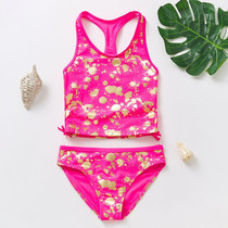 Foreign trade Girl split swimsuit small middle and big child vest style Foreign style fashion gilding pleated baby sunscreen swimsuit