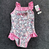 Baby swimsuit baby and child one-piece swimsuit childrens cute cat wooden ear letter sequin swimsuit