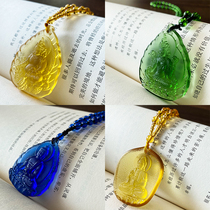 New crystal jewelry ceremonial Buddha supplies Yellow Fortune Green Tara Guanyin Medicine Master Buddha Pendant Peace Pendant Decorative Ornament