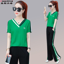 Sports set women summer 2021 New Korean version of thin casual fashion loose thin short sleeve cotton linen two-piece