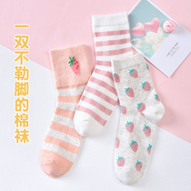 Childrens socks Womens cotton childrens warm spring and autumn and winter socks for primary school students breathable girls sports tube socks
