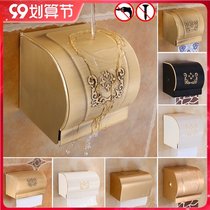 Punch-free tissue box bathroom space aluminum gold roll holder waterproof European antique bathroom toilet paper box