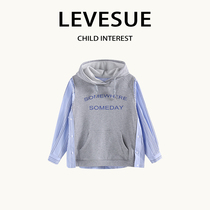 Levesue Girls Autumn 2022 Spring Autumn Western Style Fashion Hoodie Kids Girls Big Boys Shirt Fake 2pcs