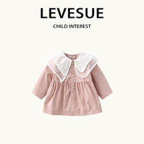 Levesue Girls Clothing Autumn 2022 Spring Autumn New Little Girls Foreign Style Long Sleeve Trench Coat Cardigan Tops Trendy