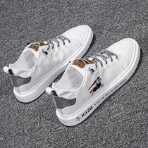 Casual canvas shoes mens 2021 summer new breathable mens height-increasing white shoes retro wild low-top board shoes tide