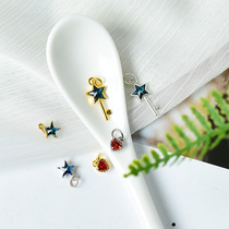 S925 silver key Love star pendant colored zircon inlaid DIY bracelet necklace silver accessories