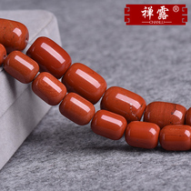 Zen Lu Warring States red stone bucket beads imitation Nanhong scattered beads semi-finished DIY Buddha beads top bead bracelet female jewelry accessories