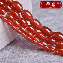 Zen Lu red agate rice beads road pass semi-finished DIY handmade beads crystal jewelry accessories