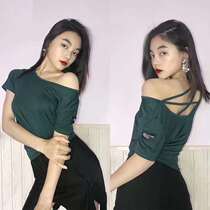 miu dance latin dance clothes slanted shoulder strapless super versatile front and back can be worn to show the figure can be worn daily