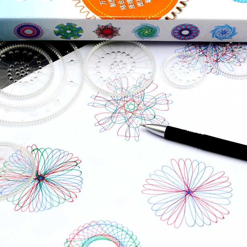 百变镂空万花尺魔幻套装多功能画圈尺子抖音儿童繁花曲线规小学生