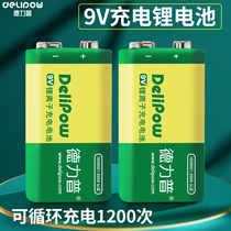 Delipu 9V rechargeable battery Large capacity multimeter microphone microphone square nine-volt rechargeable lithium battery 6f22