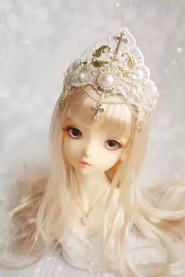 (Zan)(pass vendor) small cloth BJD1 3 1 4 1 6 cross crown headdress white crown