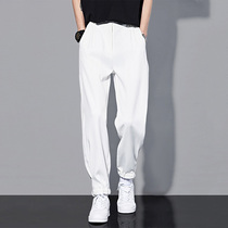 GM New Tide Ice Silk Western Pants Men Fall New Straight Cylinder Loose White Pants Men Trends 100 Hitch Casual Pants