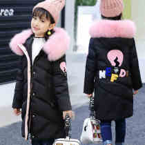 2021 New ABC girl down jacket winter thick big girl down jacket long childrens down jacket