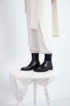 VAPOURBLUE original design 2021 autumn and winter new black square toe leather heightened high-top leather boots leather shoes