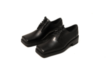 VAPOURBLUE niche original design dark black square toe unisex men and women with the same straps heightening leather shoes