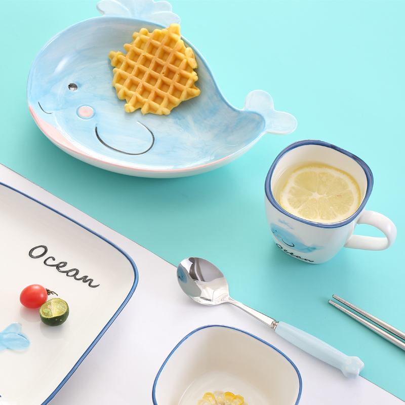 Little last come unstuck ceramic meal plate tableware suit means express cartoon baby home creative breakfast in infants