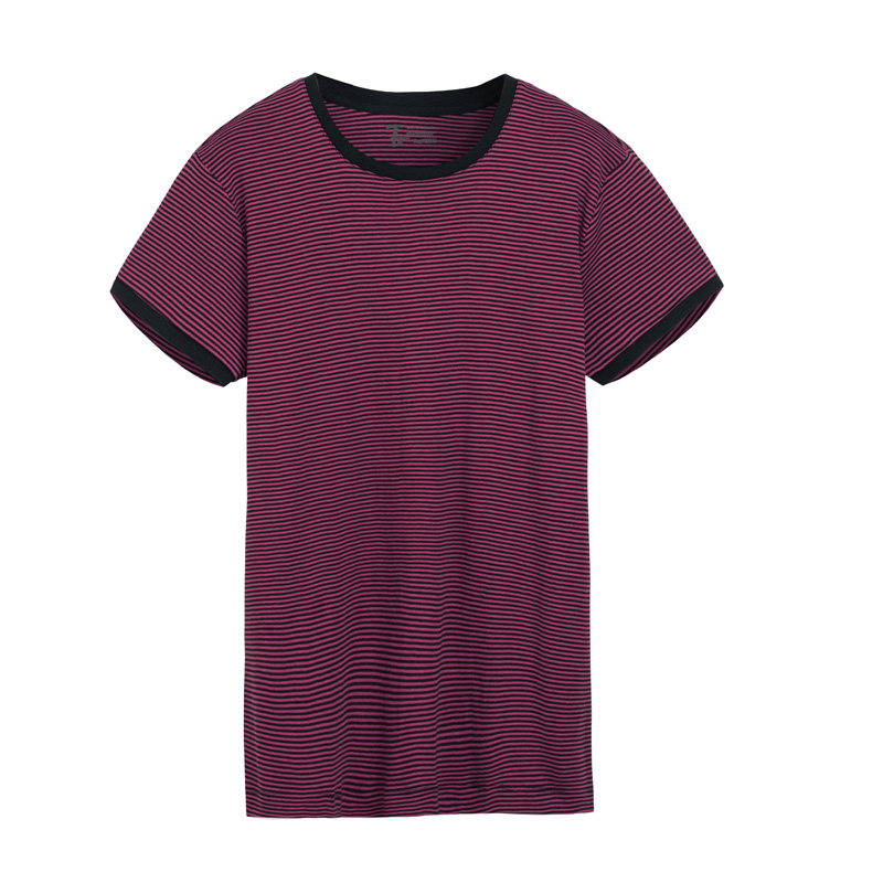 三枪短袖t恤 男士夏季透气条纹休闲外穿打底短袖圆领汗衫 22083