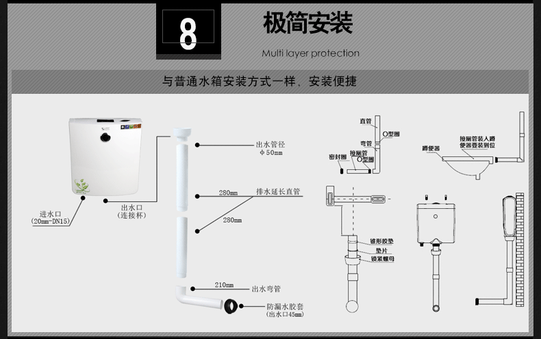 恩宝蹲便器水箱厕所蹲坑马桶感应冲水箱陶瓷大便器节能卫浴套装
