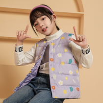 Girl down vest liner 2021 autumn and winter new warm vest childrens horse clip waistcoat shoulder