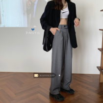 Loose suit pants womens summer Slim retro high waist casual pants trousers Joker straight pants wide leg pants pants tide tide