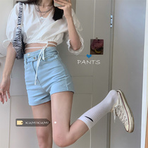 Summer design sense hot girl hot pants womens high waist jeans elastic slim a-shaped pants shorts thin pants tide