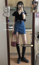 2021 Summer New Irregular Denim Skirt Skirt Women Skirt A- line dress Retro Skirt High Waist Skirt