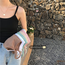 Summer Korean candy color slim slim slim thread short vest female base Joker sleeveless bottomless sling tide tide