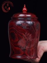 Hand-made creative wood tea storage tank of red wood made leaf palm-wood furnished wood furnished sealed wake tea barrel