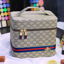 Korean plaid pu cosmetic bag Travel small portable cosmetic box box Portable storage bag Household storage box