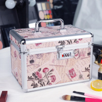 Password lock makeup box Aluminum alloy portable nail toolbox Large double-layer portable cosmetics storage box Household